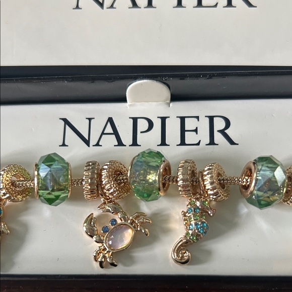 Napier Gold Bracelet with Green Charms - Picture 4 of 5
